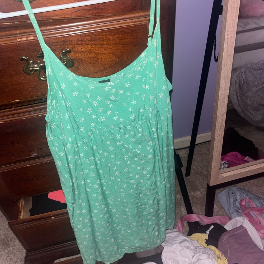 Green floral dress!